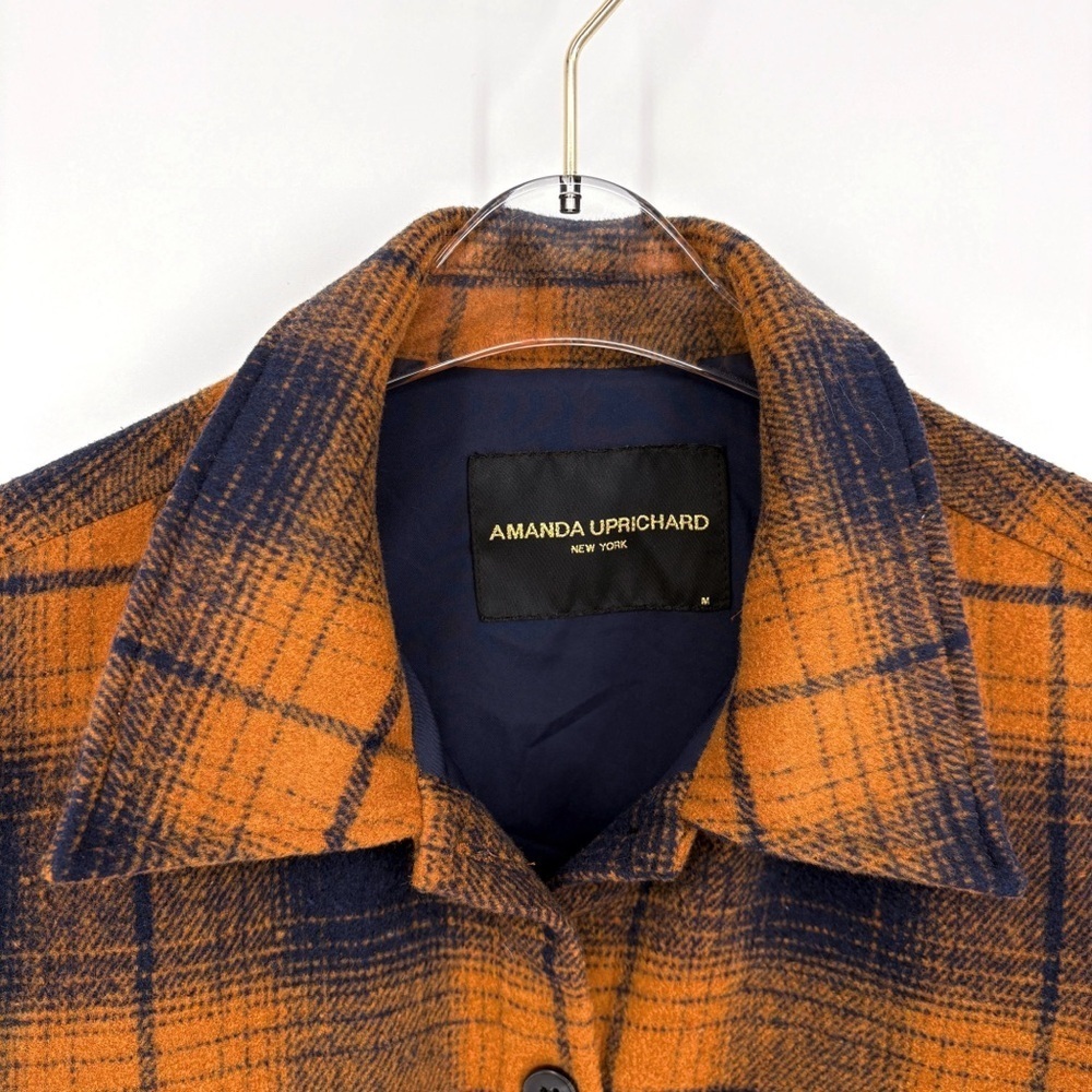 AMANDA UPRICHARD Hollis Shirt Jacket in Navy Gold Plaid M - Picture 5 of 11